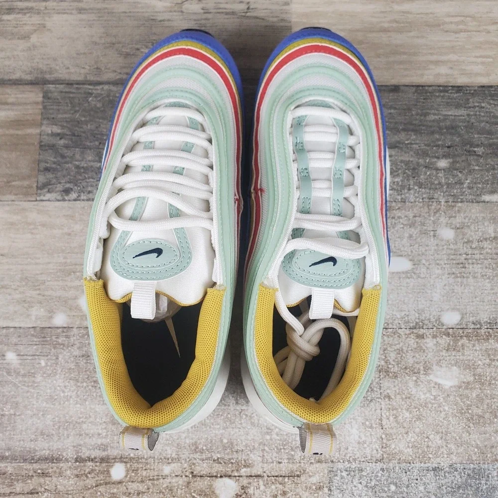 Nike Air Max‎ 97 Shoes Womens Sz 6 Athletic Running Multicolor Summit White Blue